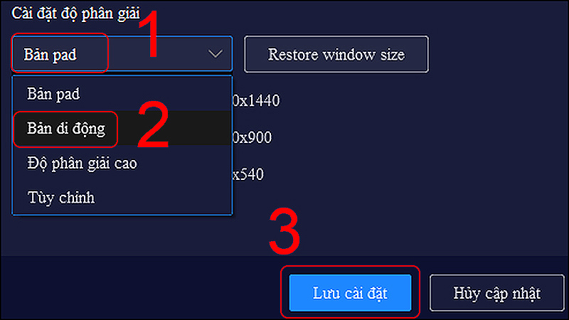 Chuyển NoxPlayer th&agrave;nh giao diện Bản di động